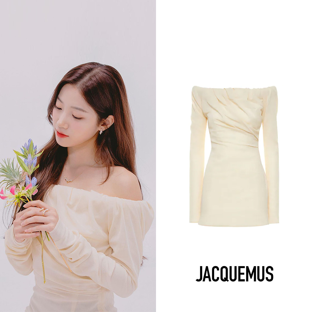 [JACQUEMUS] 자크뮈스 라 로브 비아시 트위스트 드레이프 미니 드레스 (카즈하 착용)