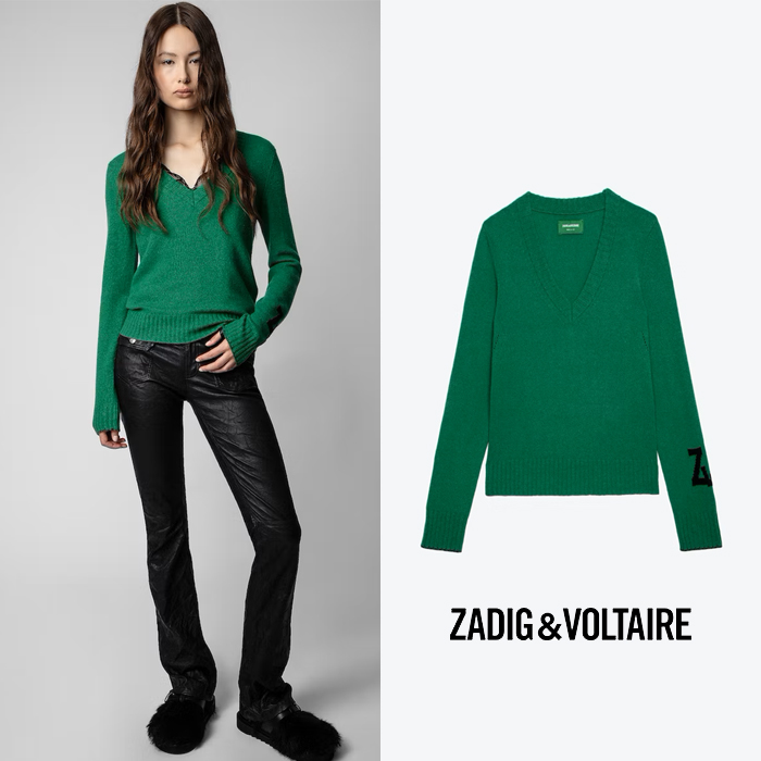 ZADIG&amp;VOLTAIRE 쟈딕앤볼테르 초록색 소르카 스웨터