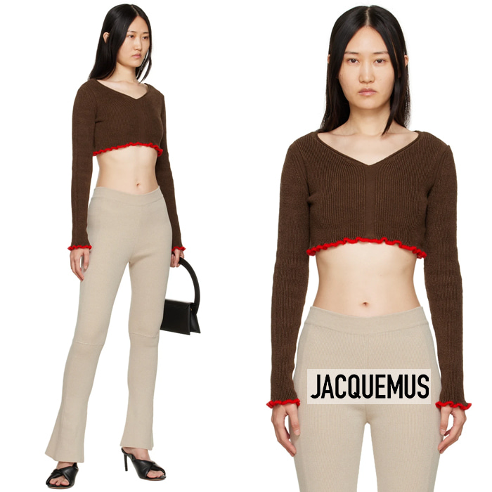 JACQUEMUS 자크뮈스 브라운 레드 라 마이유 산톤 스웨터