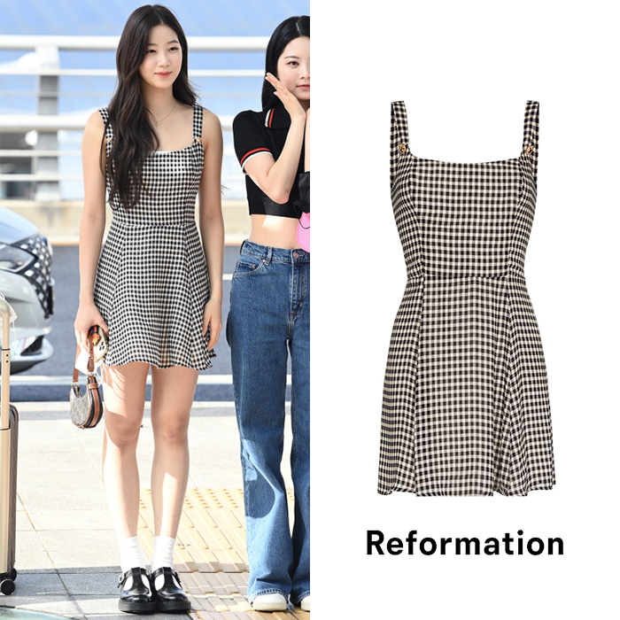 Reformation 리포메이션 깅엄 미니 드레스 (카즈하 착용)