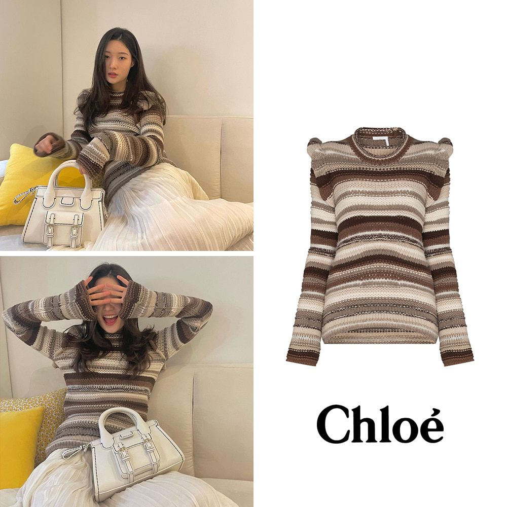 [Chloe] 끌로에 스트라이프 러플 니트 스웨터 (정채연 착용)