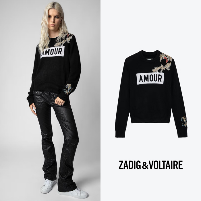 ZADIG&amp;VOLTAIRE 쟈딕앤볼테르 블랙 라이프 캐시미어 스웨터