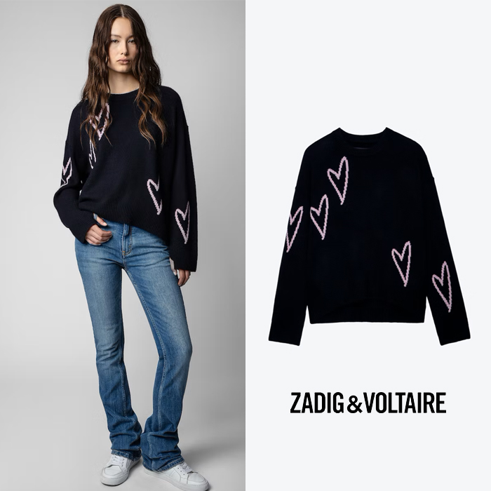 ZADIG&amp;VOLTAIRE 쟈딕앤볼테르 블랙 마커스 캐시미어 스웨터