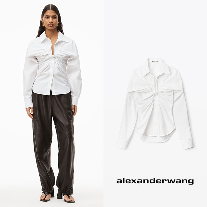 alexanderwang 알렉산더왕 컴팩트 코튼 오픈 트위스트 화이트 셔츠