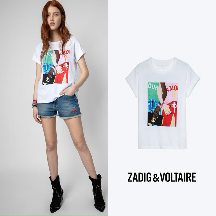 ZADIG&amp;VOLTAIRE 쟈딕앤볼테르 화이트 Anya Band Of Sisters 티셔츠