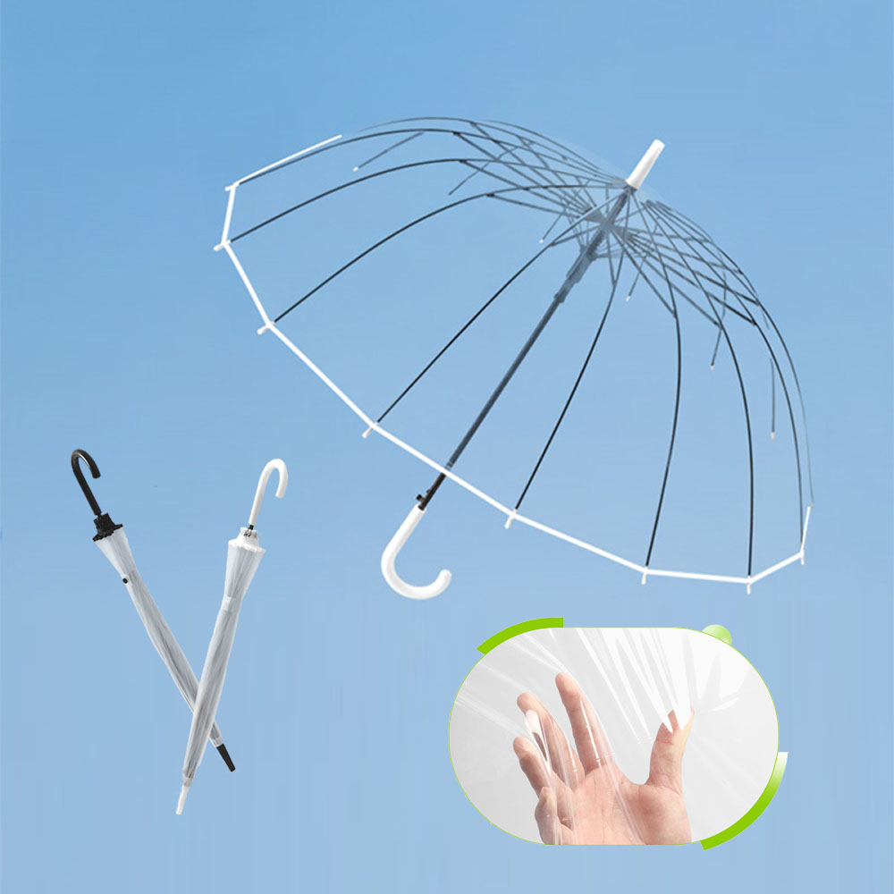 [국내발송] 튼튼한 투명 장우산 고급 비닐 우산 16K 반자동
