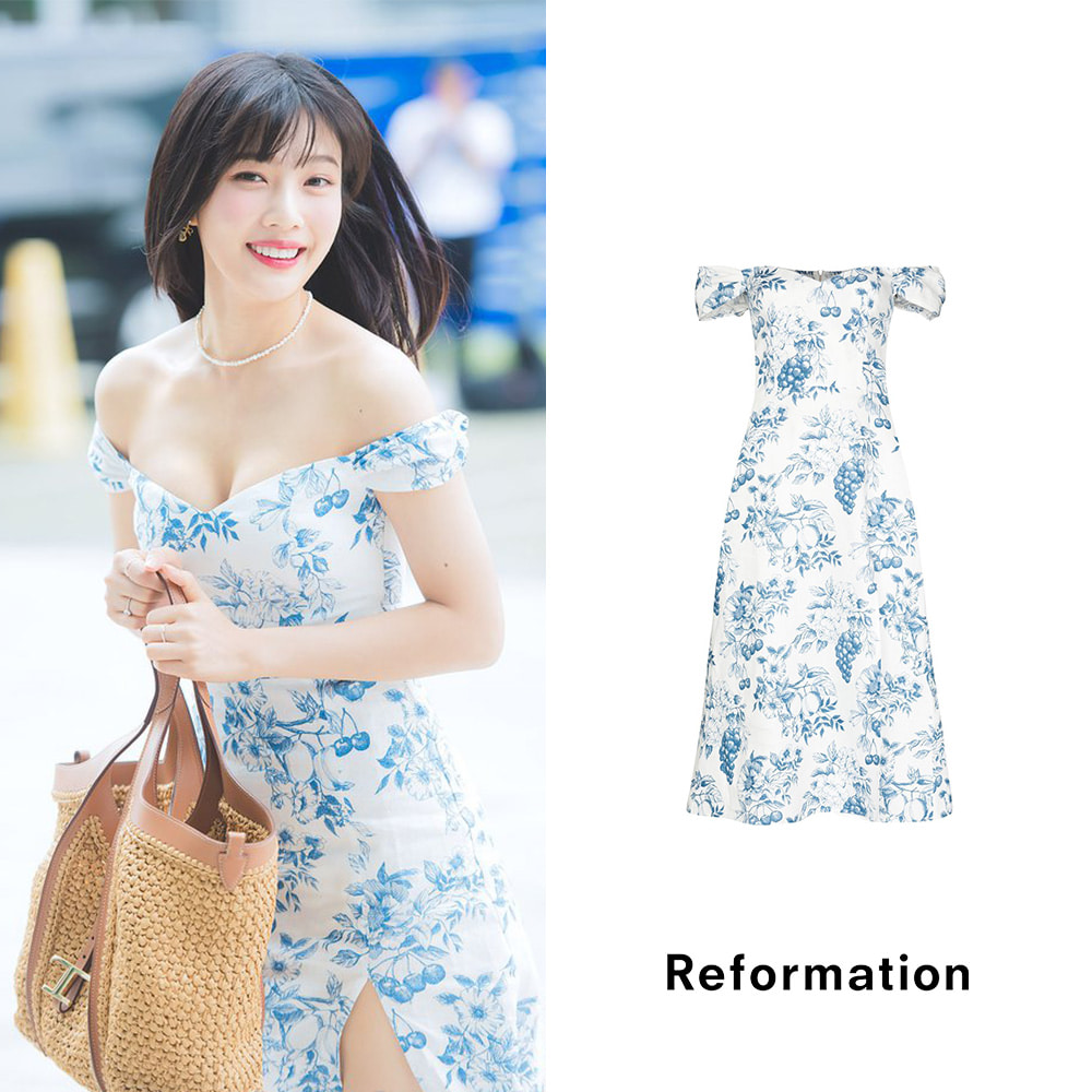 [Reformation] 리포메이션 플로럴 프린트 오프숄더 드레스 (조이 착용)