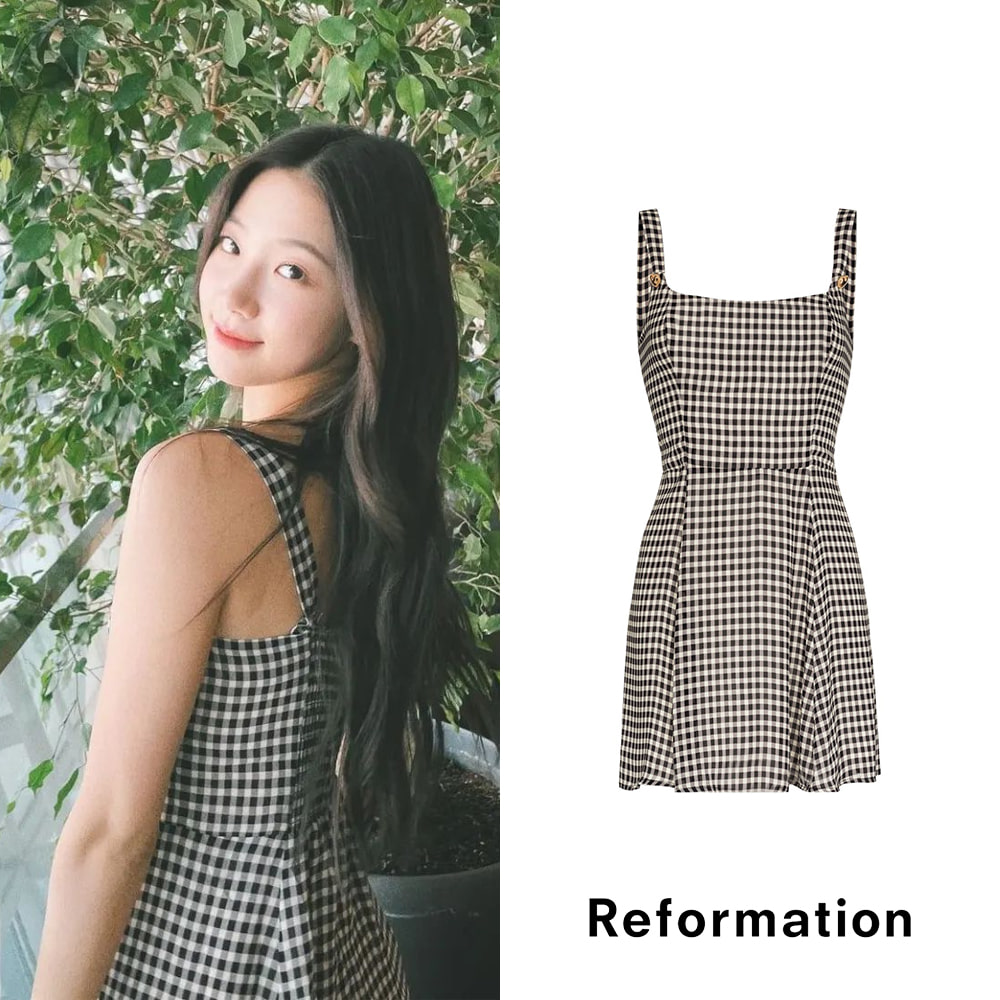 [Reformation] 리포메이션 타이 깅엄 드레스 (카즈하 착용)