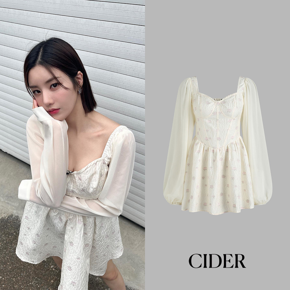 [CIDER] 샵사이다 플로럴 퍼프 슬리브 미니 드레스 (권은비 착용)