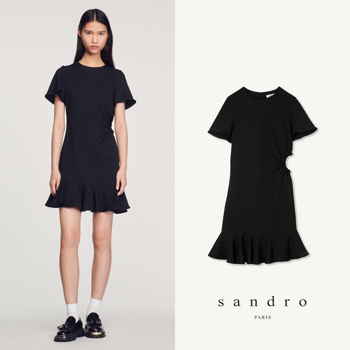 SANDRO 산드로 쇼트 크레이프 블랙 드레스