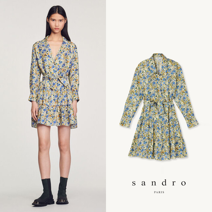 SANDRO 산드로 블라썸 프린트 미니 드레스