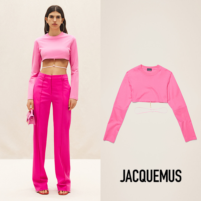 JACQUEMUS 자크뮈스 LE PINO 핑크 긴팔 티셔츠