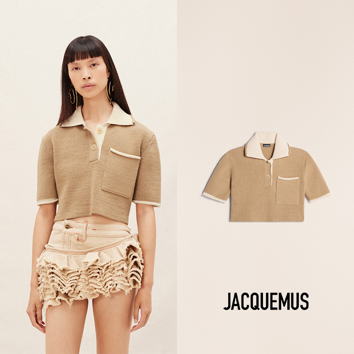 JACQUEMUS 자크뮈스 베이지 아르코 메시 폴로 셔츠