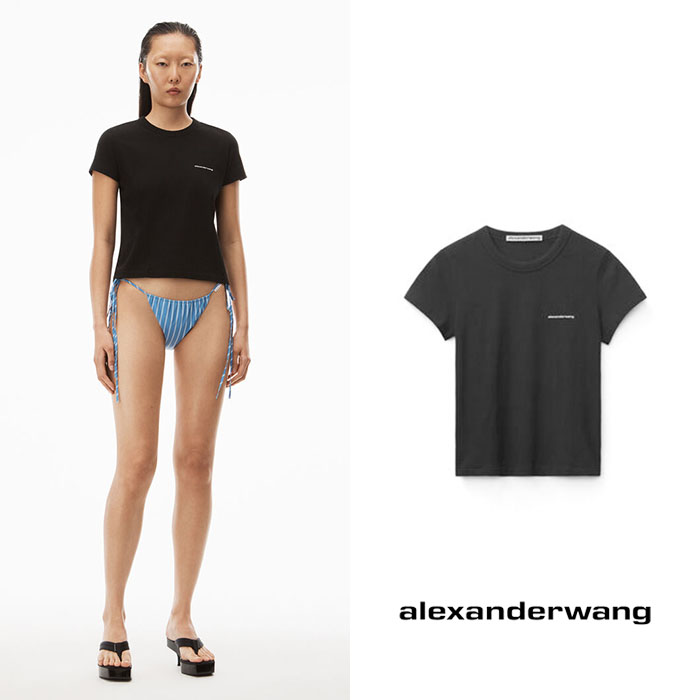 alexanderwang 알렉산더왕 블랙 하이 트위스트 저지 슈렁큰 티셔츠