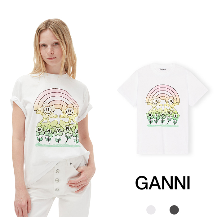 GANNI 가니 릴랙스 레인보우 티셔츠 2종