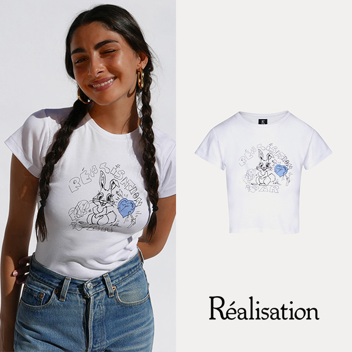 REALISATION 리얼리제이션 BUNNY in Blue Heart 반팔 티셔츠