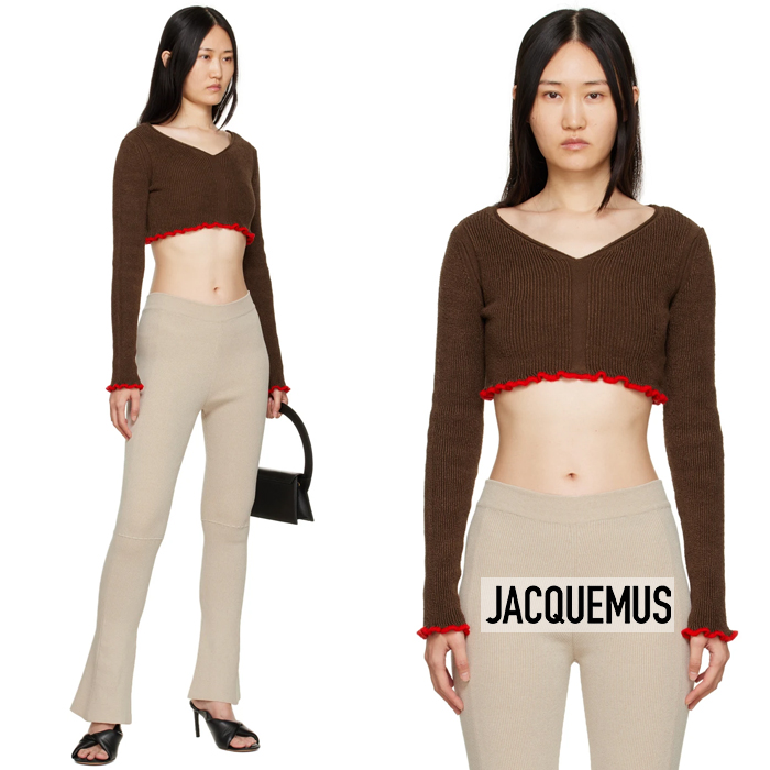 JACQUEMUS 자크뮈스 브라운 &amp; 레드 라 마이유 산톤 스웨터