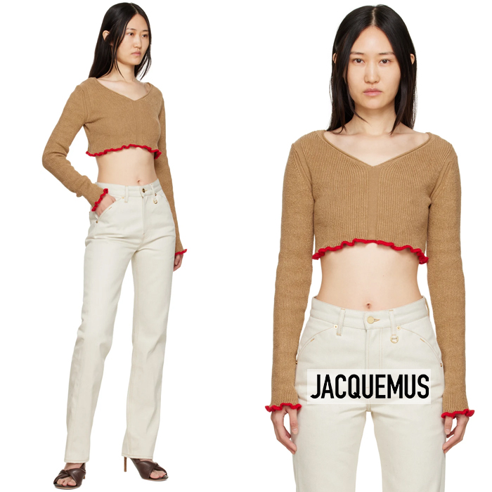 JACQUEMUS 자크뮈스 탠 &amp; 레드 라 마이유 산톤 스웨터